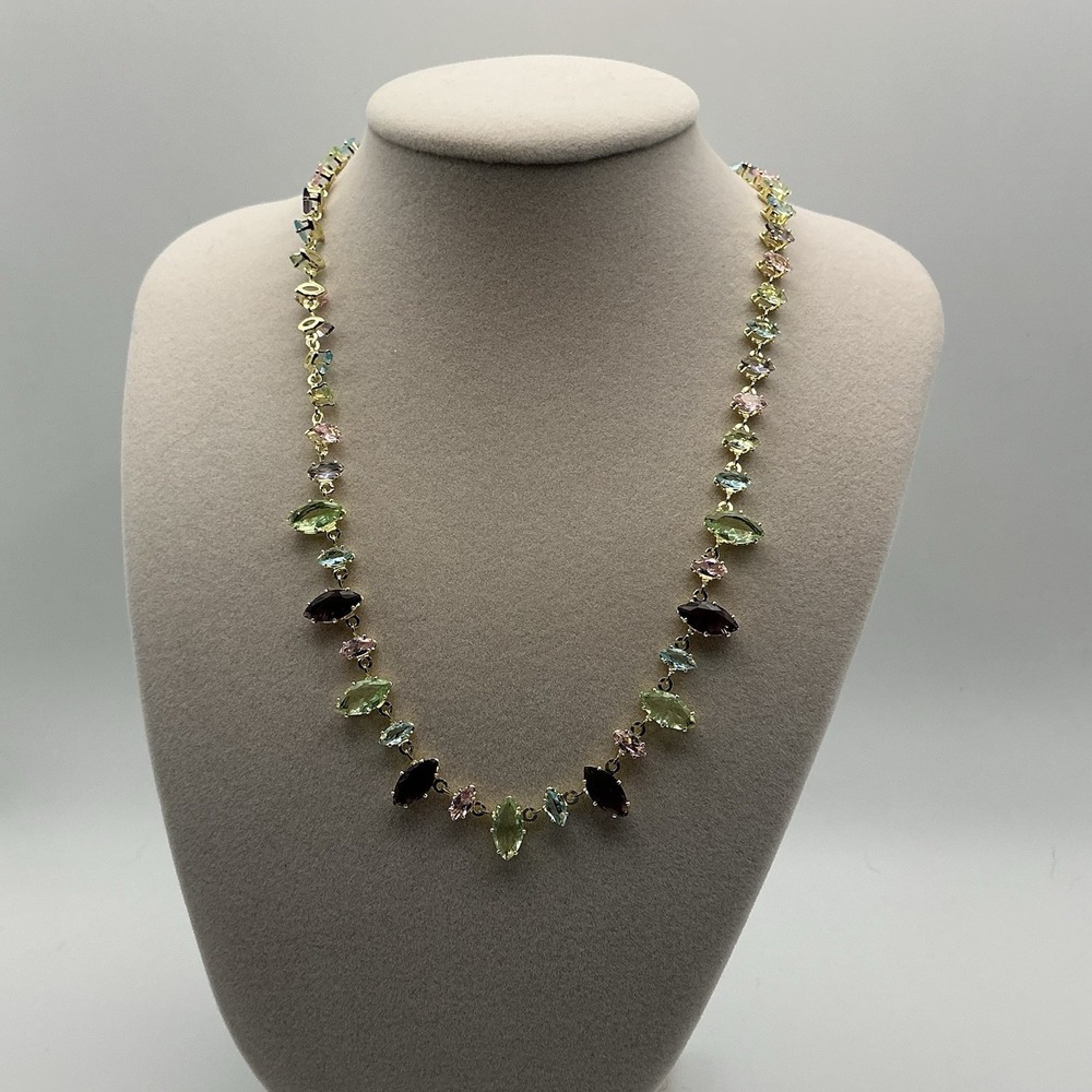 Multicolor Crystal Marquise Necklace 18K Gold Plated Brass Waterproof Adjustable